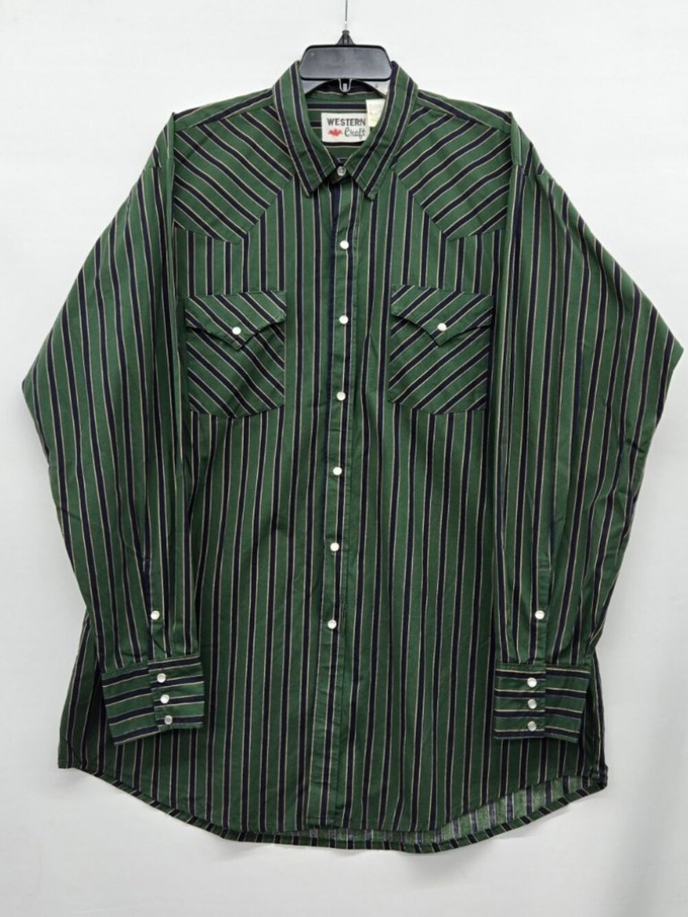 Western Craft Green Stripe Pearl Snap Western Shirt Size XL